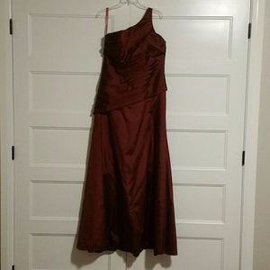 Maroon raspberry shimmery prim dress w/ wrap